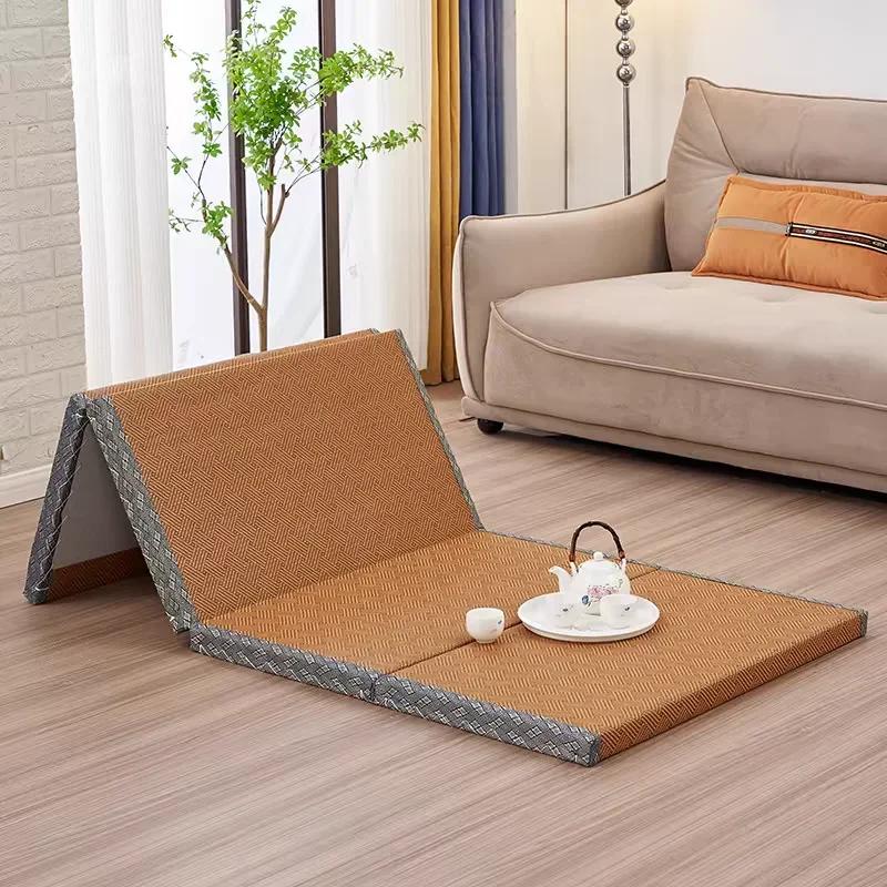 New Thickened 3cm Four Folding Napping Mat Traditional Japanese Tatami Foldable Mattress Coconut Palm Medium Firmness Mattress