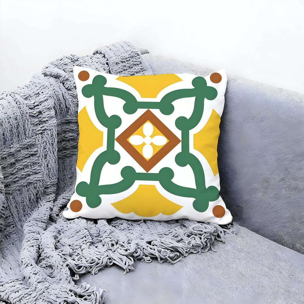 Exotic Portuguese Pattern Cushion Cover Premium Comfort Reversible Pillow Cove Two in One Design for Any Room Car Interior