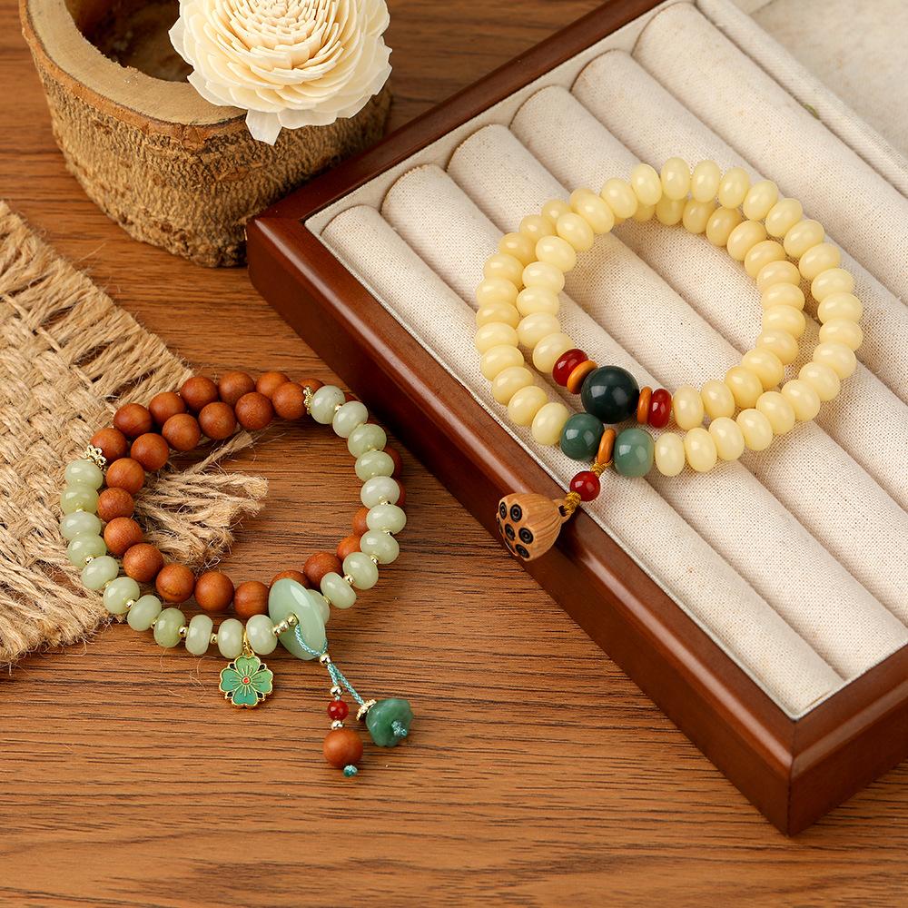 New Chinese Bodhi , double circle classical Buddha bead cultural play, Bodhi abacus bead lotus pod temple souvenir