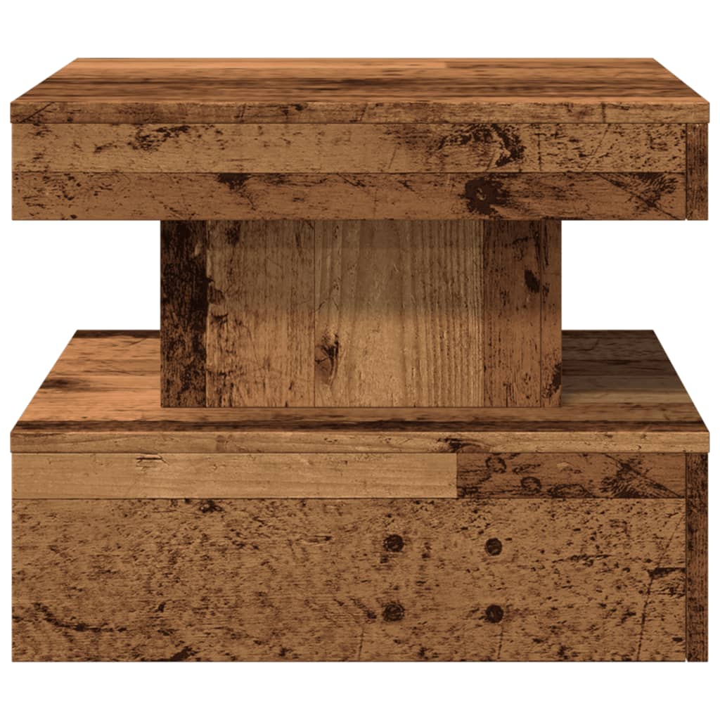 LED Coffee Table with Rustic Wood Look 50 x 50 x 40 cm