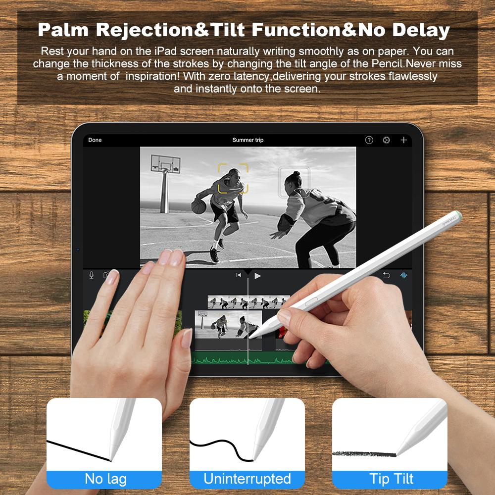 GOOJODOQ For Pencil 2 Wireless Charging iPad Pencil with Palm Rejection for iPad Mini 6 iPad Air5 4 iPad Pro 11 12.9