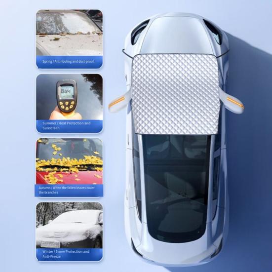 Magnetic Windshield Snow Cover Thickened Half-Cover for Frost & Snow Protection Universal Winter Car Windshield Guard for Most Cars SUVs