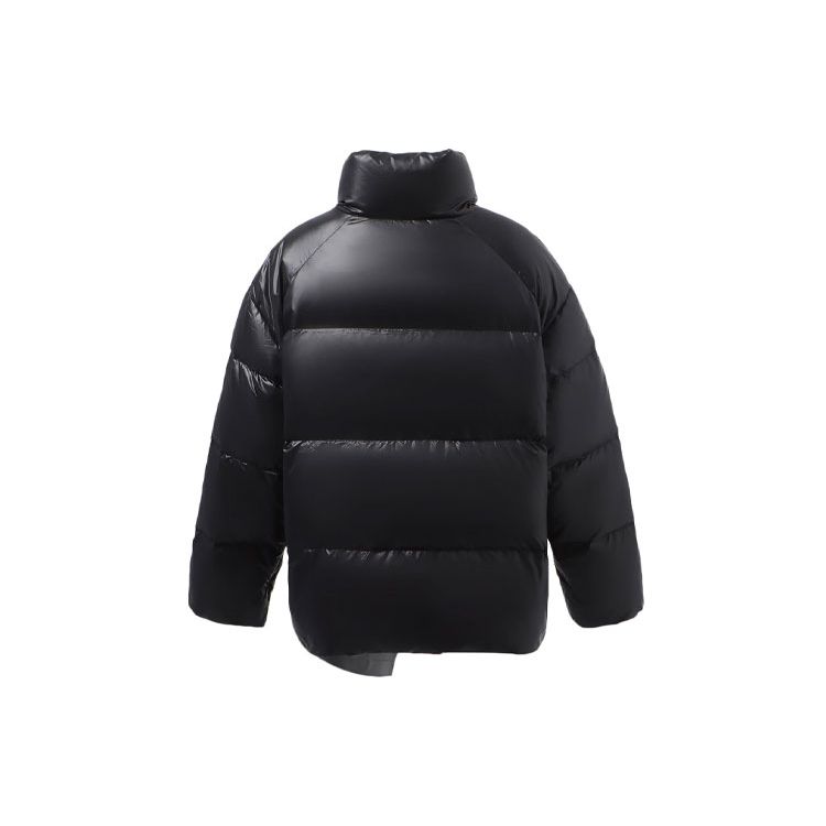 Li Ning Training Series Solid Color Shiny Stand Collar Warm Bread Down Jacket Women Outerwear Black AYMR372-2