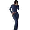 Women's Casual Tracksuit: Round Neck, Long Sleeve, Low Waist Flared Pants