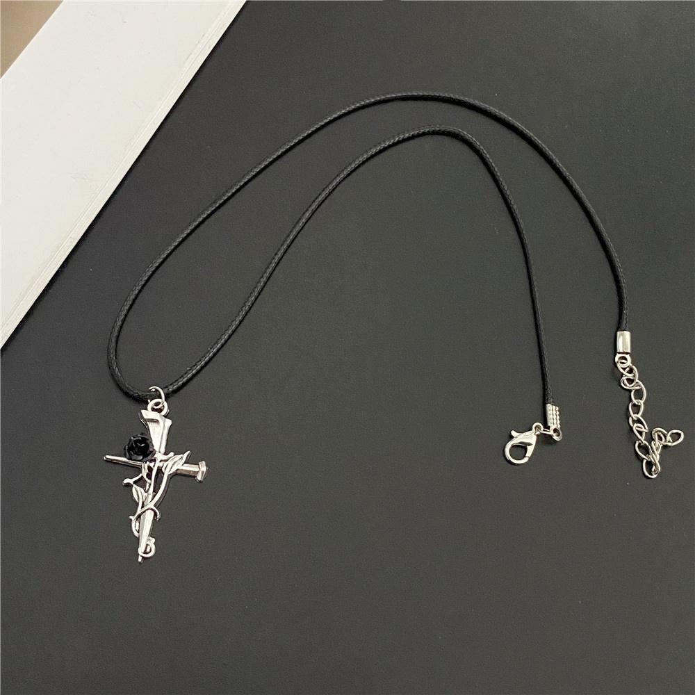 Men Necklace New Fashion Statement Male Female Necklace Rose Cross Spider Snake Pendant Pu Leather Chain Neck Zircon Wholesale