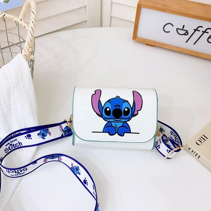 Disney Stitch Kids Crossbody Snack Bag Lightweight Pu Mini Pouch For Kindergarten Essentials White Stitch