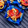 Runes DND Resin Dice Gazes Eye Dice Golden Blue Liquid Core Flaming RPG Sharp Edged Dice Set with Gift Box Polyhedral Compatible