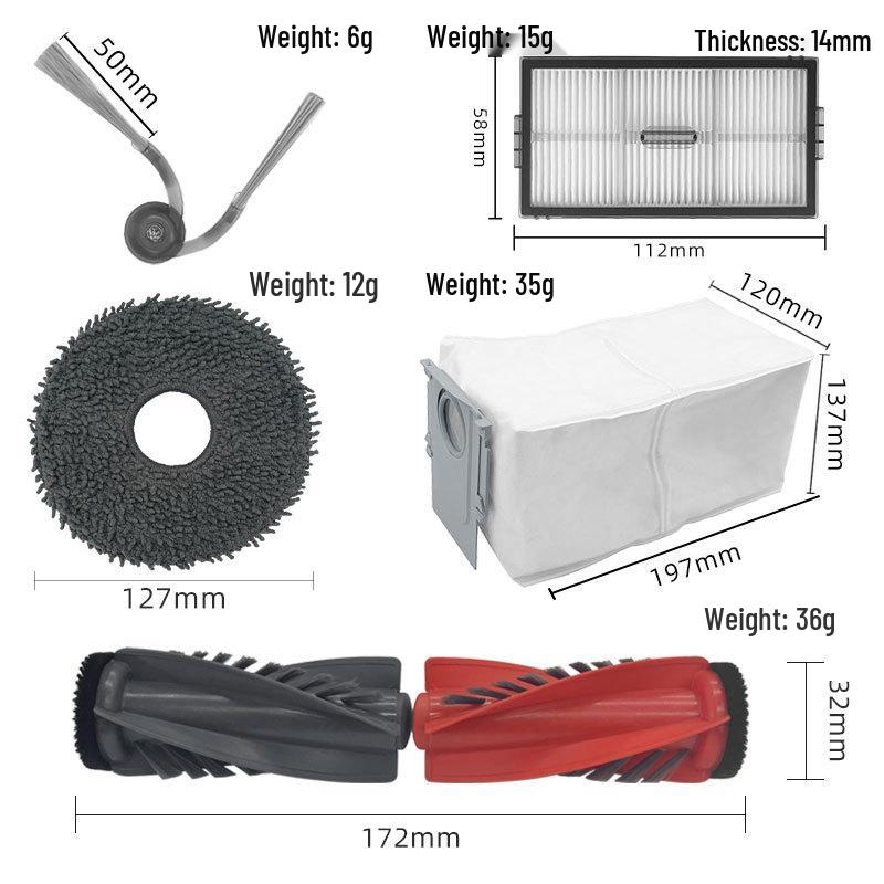 Compatible Accessories for G20S Ultra: Main Roller Brush, Filter Screen, Mop Cloth, Dust Bag