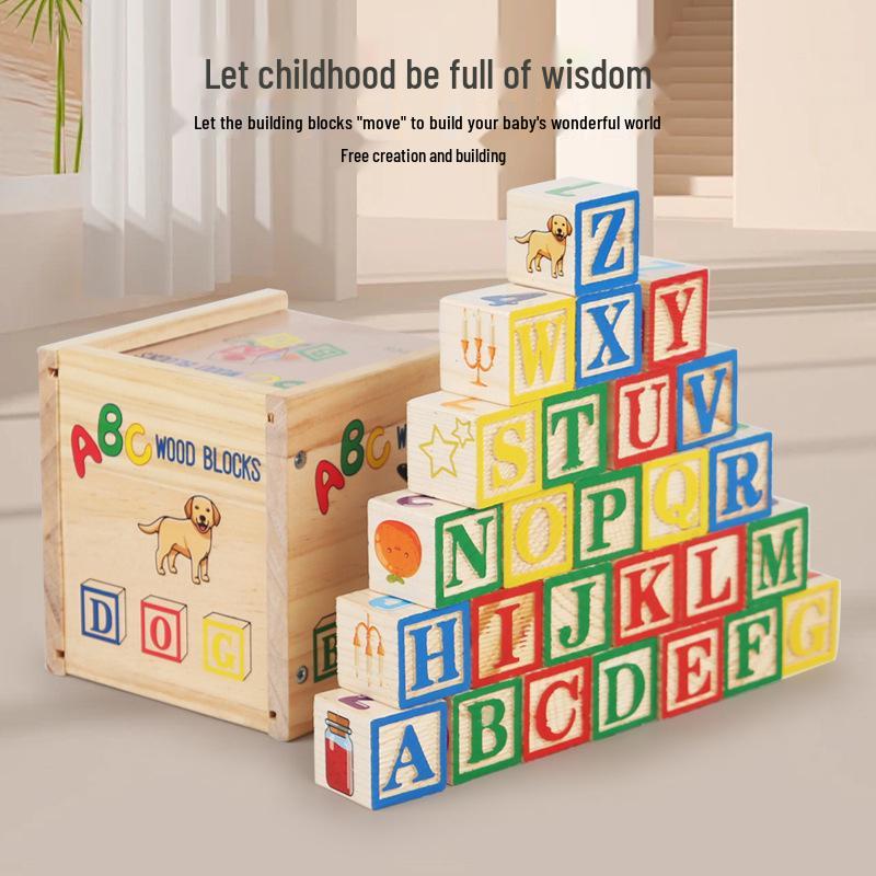 

27 деревянных блоков с заглавными буквами ABC - Развивающие и штабелируемые игрушки для детей