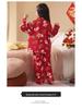 2026 Year of the Rooster Red Girls' Korean Style Cotton Pajamas - Parent-Child Long Sleeve Winter Homewear