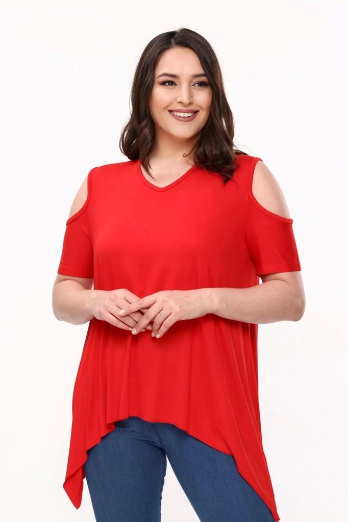 Bluză de damă mărime mare Bluză asimetrică cu ferestre pe umeri