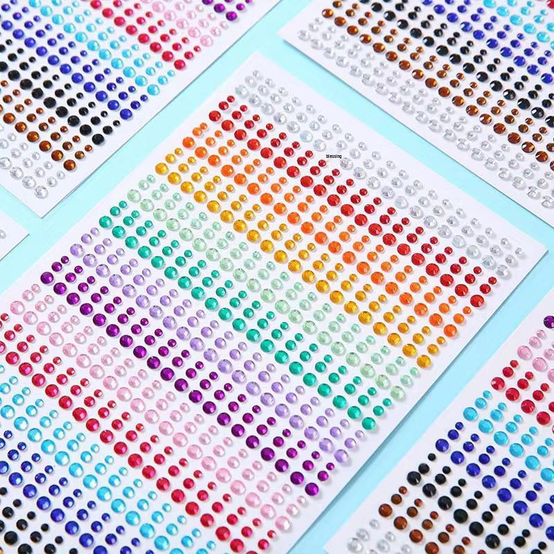 DIY Acrylic Rhinestone Face Stickers - 15 Color Set for Makeup & Stage Use