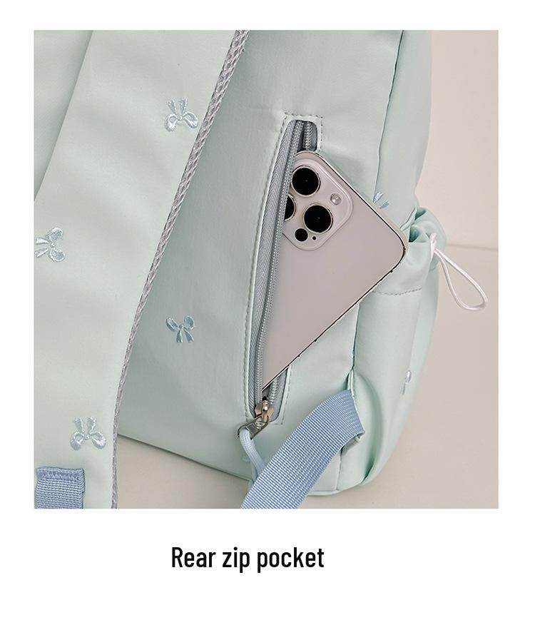 Girls' Versatile Shoulder Bag: Cute Embroidered Bow Backpack for Students and Travel