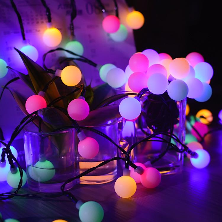 Frosted White Ball LED String Lights - Christmas Outdoor Solar & Battery-Powered 1.5m 10 Lights Battery