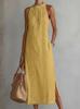 Women's Solid Color Loose Long Crew Neck Vest Fashion Casual Women's Dress