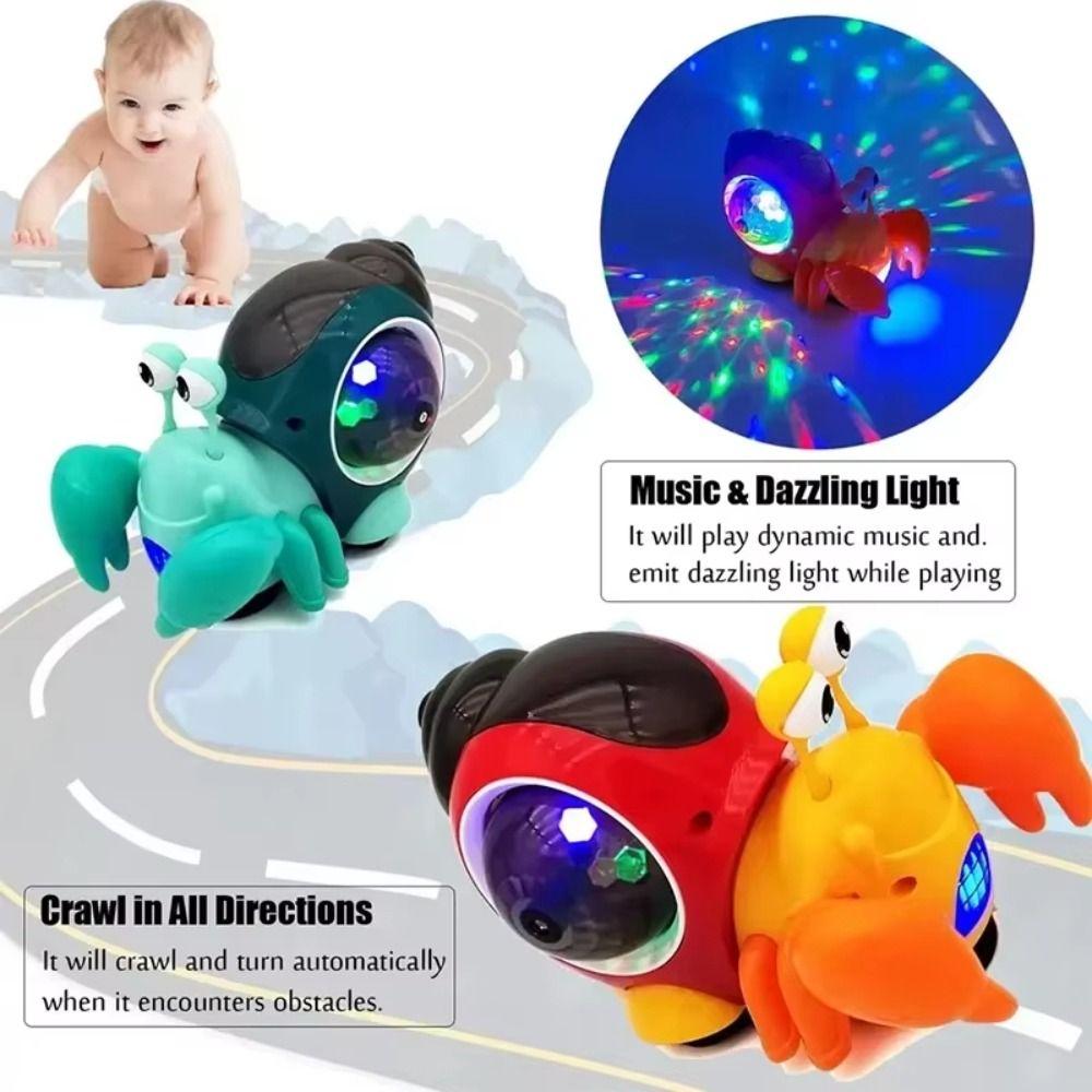 Walking Tummy Time Toy LED Light Crab Walking Toys With Music Crawling Crab Sensory Toy  Kids