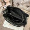 Niche Design Fashionable Black Crocodile Pattern Cowhide Bucket Bag Versatile Leather Shoulder Messenger Bag