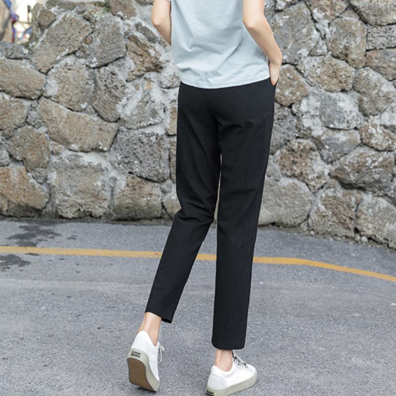 Spodnie bawełniane 9-kolorowe, długość 9/10, wiosna-lato, slim, proste, luźne, casualowe, damskie, jednokolorowe, haremki