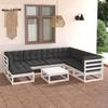VidaXL Solid Pinewood 8 Piece Garden Lounge Set with Cushions Patio Furniture Garden Furniture Set 3076760