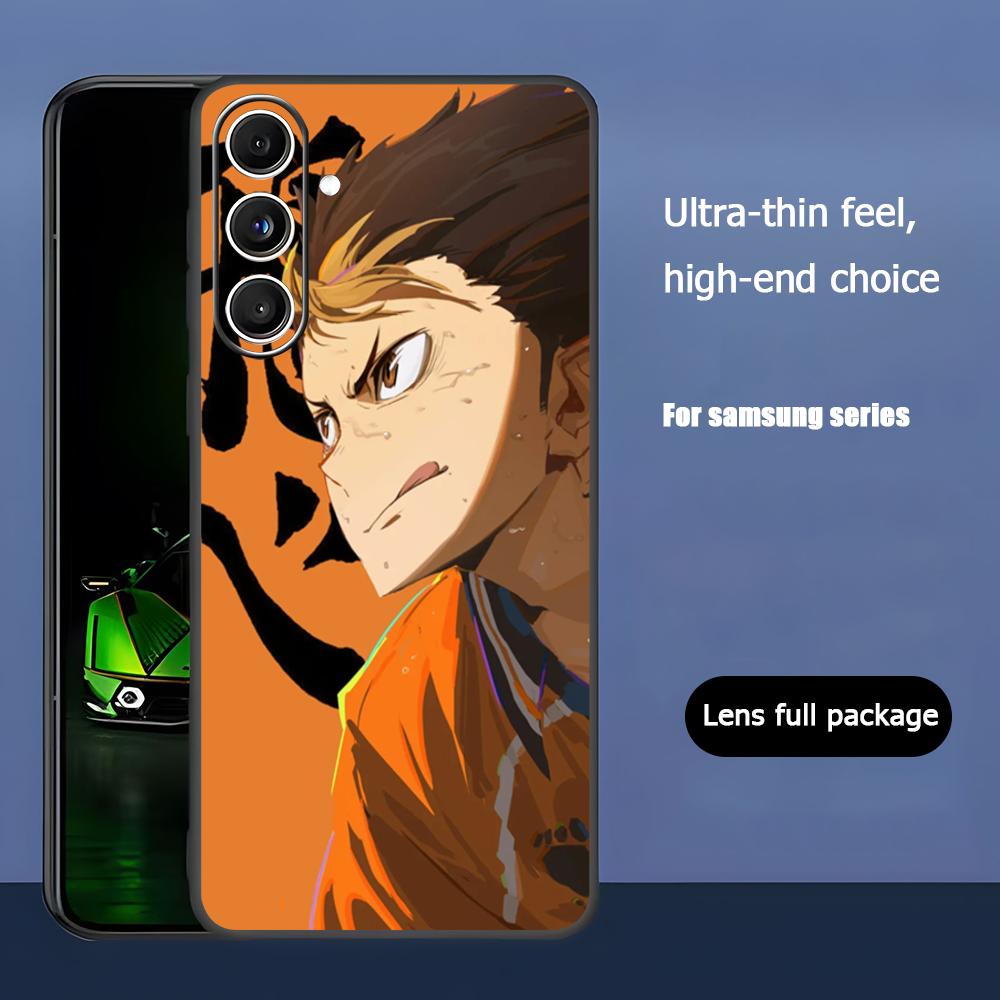Haikyu Anime Nishinoya Yuu Phone Case For Samsung Galaxy S25 S24 S23 S22 S21 S20 Plus Ultra Note20 Soft Black