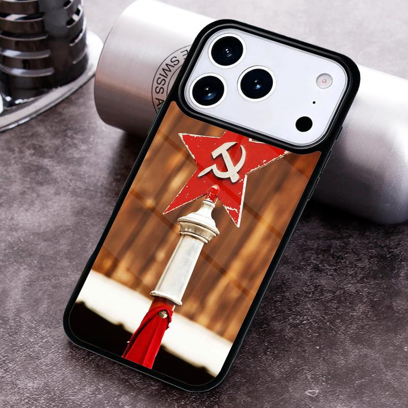 lenin Soviet Union flag Bling Cute Phone Case for iPhone 17 16 15 Pro Max Air 14 13 12 11 Plus Shockproof Capa Cover