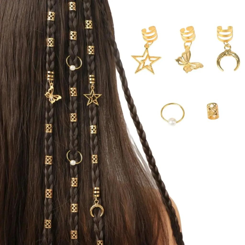 25pcs Dreadlock Hair Rings Adjustable Cuffs Clip Hair Braids Dirty Braids Bead Hairpin Hair Accessories Headwear for Women Girls