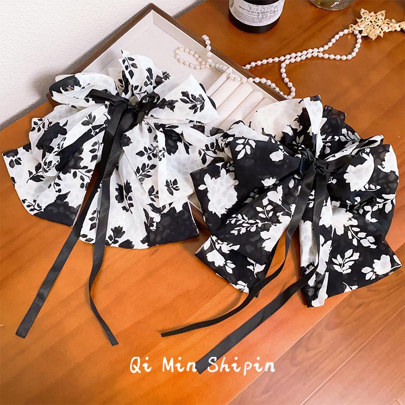 Korea Blume Haarspange für Frauen Elegant Schleife Haarspange Mädchen Schwarz Krabbe Haarspange Retro Halb-Klammer Haarnadel Haarschmuck