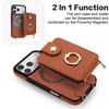 Crossbody 2 In 1 Magnetic Zipper Cards Solt Leather Wallet Case For iPhone 17 Pro Max 16 Plus 15 14 13 12 11 Long Lanyard Cover