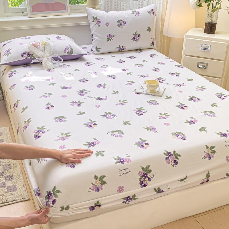 100% Cotton Bed Sheets Flower Printed Fitted Bed Sheet On Elastic Single/Queen/King Pure Cotton Bedsheets Sabanas Matrimoniales