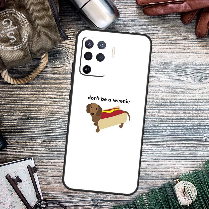 Cute Dachshund Sausage Dog Case For OPPO A78 A98 A58 A15 A17 A77 A5 A9 A53 A96 A76 A16 A54 A74 A94 A52 A72 A79 A57S