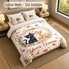 Cat Theme Personalized 3Pcs Bedding Set Custom Text & Name 1 Sheet 2 Pillowcases Household Bedding 1pc