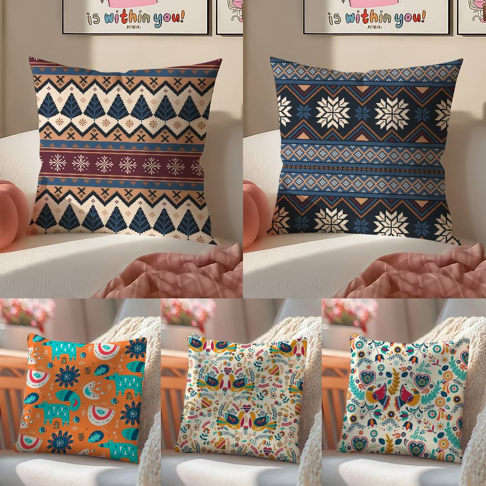 Classic Trend Moroccan Prints Flower Pillow Case Anti-dustmite Pillowcase Invisible zipper silky short plush Sofa cushion cover