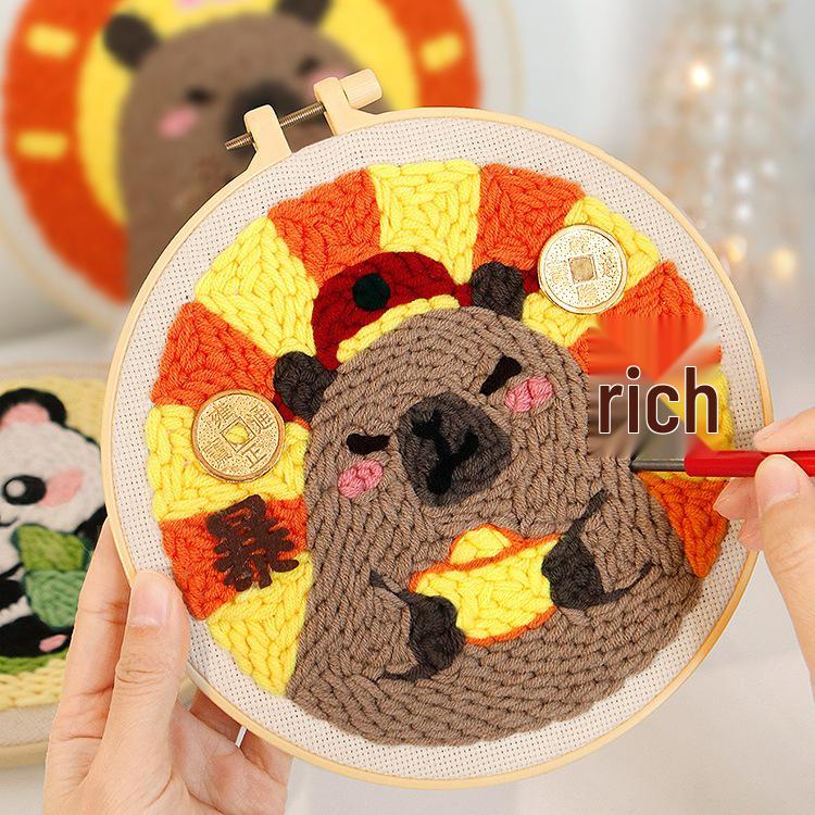 DIY Russian Punch Needle Kit: Couple Ornament Wool Painting Set