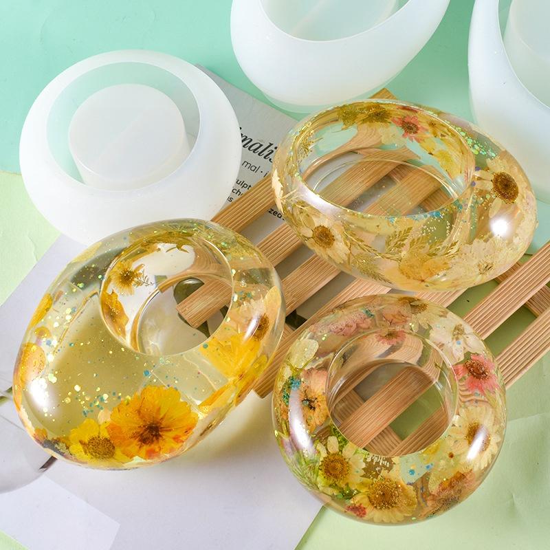 Crystal Epoxy Resin Mold Round Oval Candle Holder Pot Table Silicone Mold Clay Mold Diy Silicone Mold