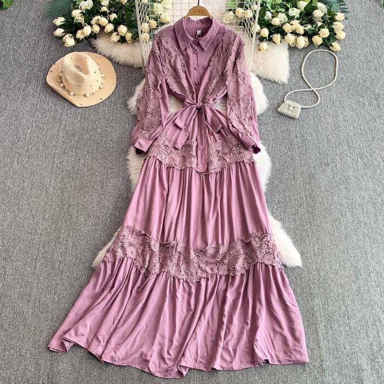 

Elegant Korean Fashion Sexy Chic Lace Ruched Slim Dress Vintage Summer Long Dress Women Clothing One Size светло-фиолетовый