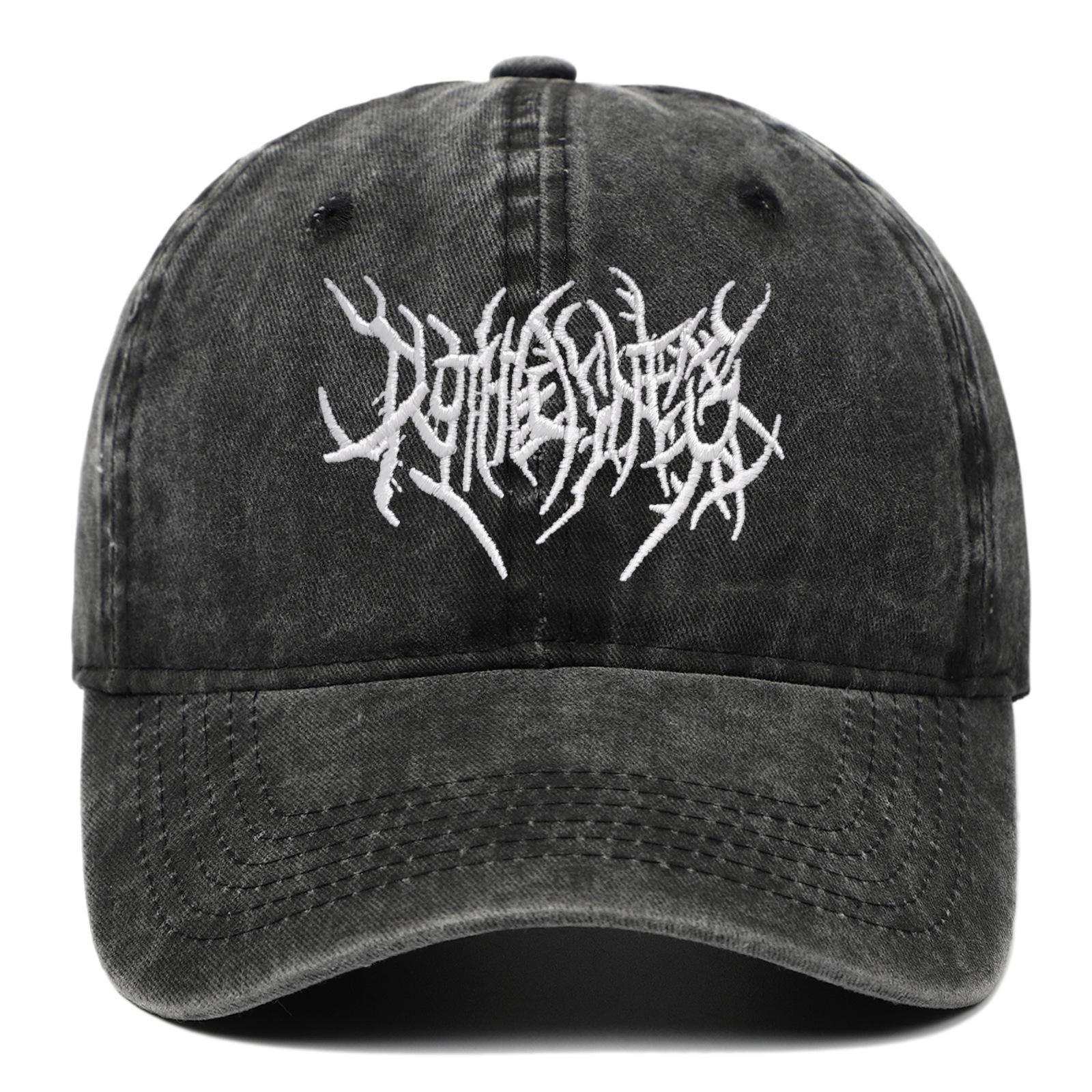 

Visors Embroidery Baseball Caps Adjustable Hip-hop Distressed Faded Cap Gothic Street Punk Washed Baseball Hats чорний