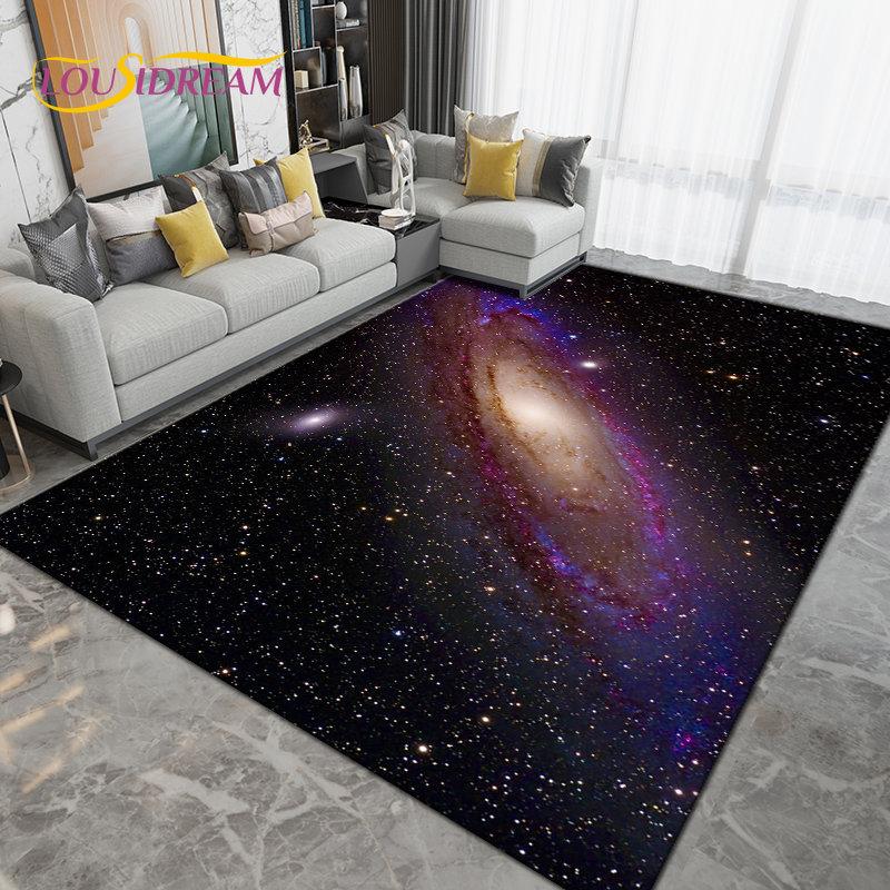 Galaxy Universe Space Stars Earth Area Rug Large,Carpet Rug for Living Room Bedroom Sofa Doormat Decoration,Non-slip Floor Mat