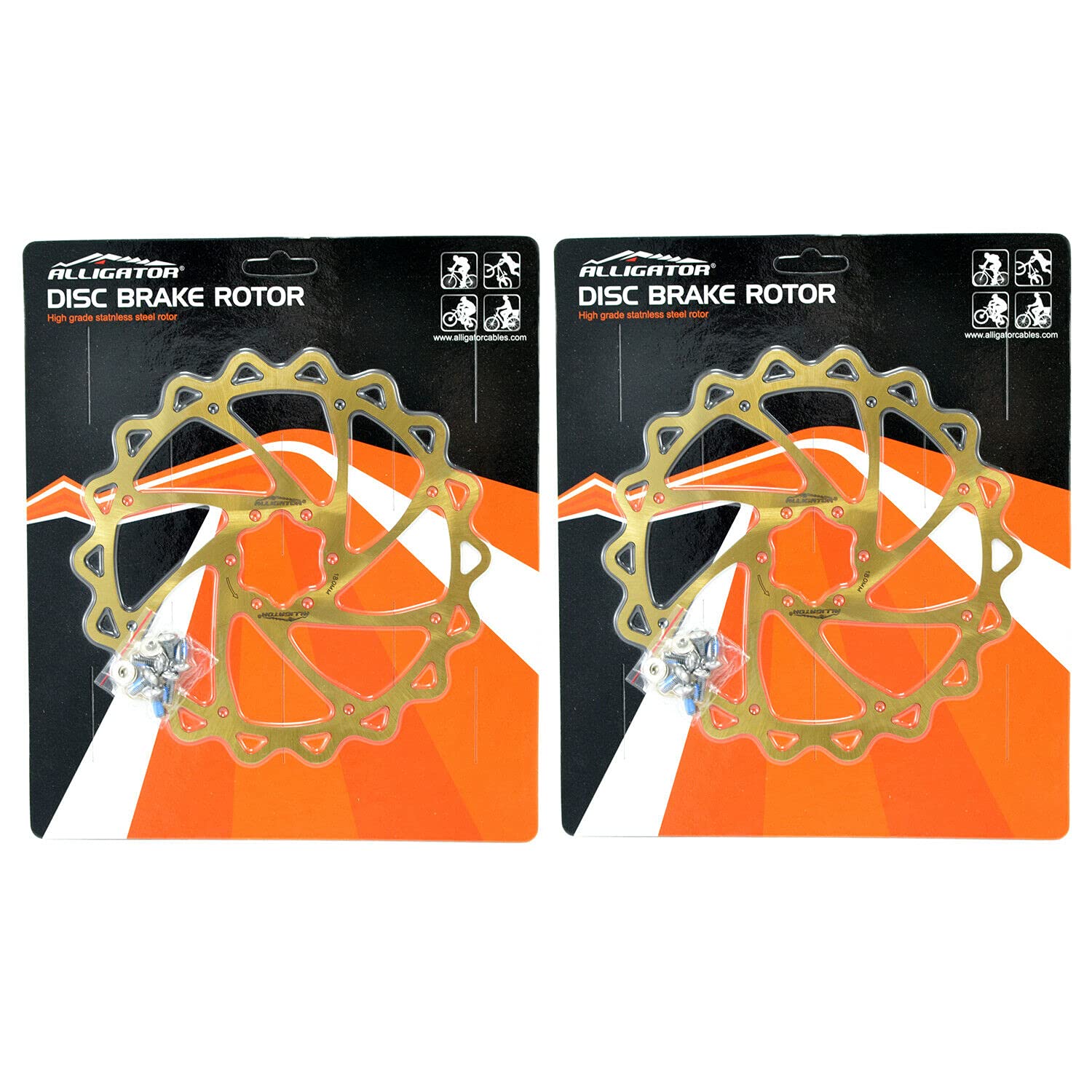 

ALLIGATOR Brake iWAVE MTB Road Bike Disc Brake Rotor Ti AR2406 180mm, 2PCS, Gold,