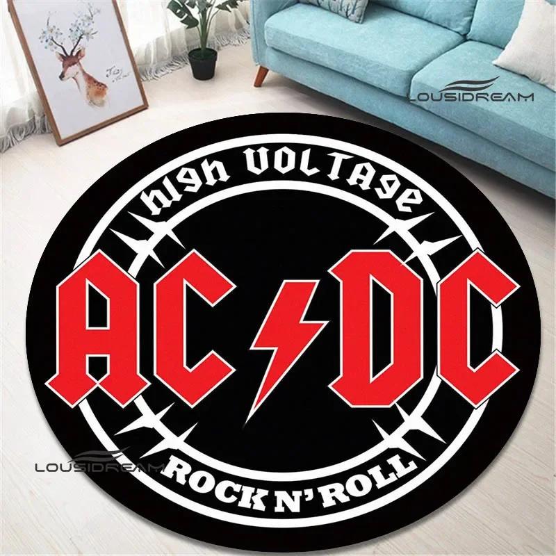 3D Rock Band AC/DC Retro Printed Round Carpet Bedroom Beautiful Carpet Non -slip Door Pad Floor Mats Area Rug Birthday Gift