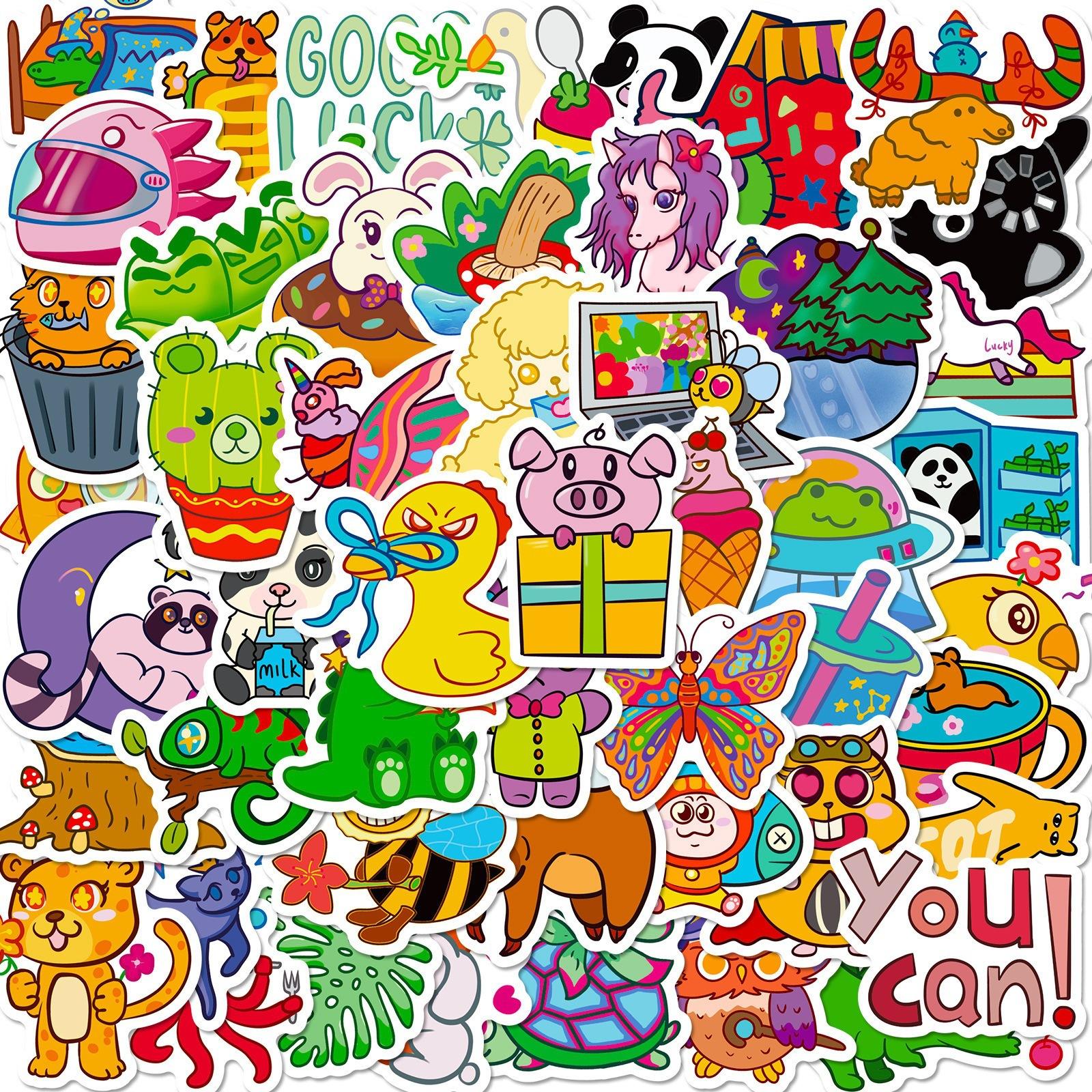 

50-300 Cartoon Cute Children s Animals Doodle Stickers Stationery Stickers