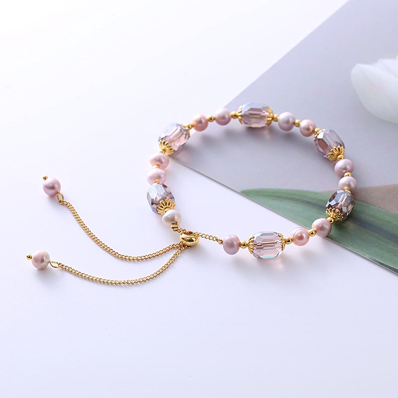 Korean Minimalist Crystal Pearl Beaded Bracelet - Cold Style Hand Jewelry Accessories