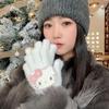 1 Pair Cute Kt Cat Plush Glove Hello Kitty Gloves With  Gilrs Cartoon Thickened Warm Christmas Gifts For Students