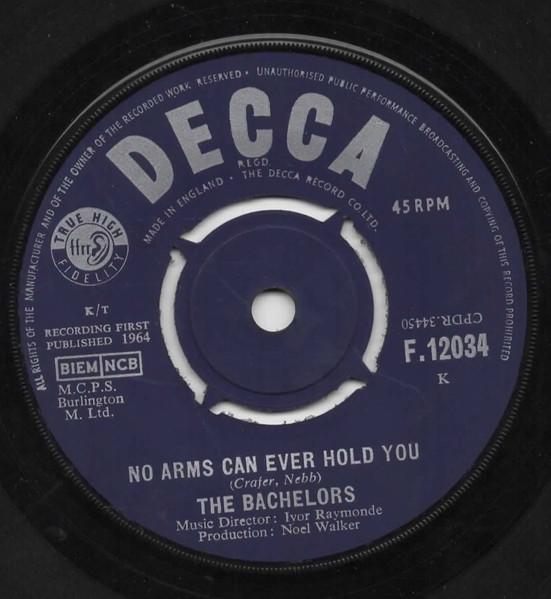 

7-дюймовая пластинка BACHELORS No Arms Can Ever Hold You F12034 Decca 1964 UK Поп Б/у