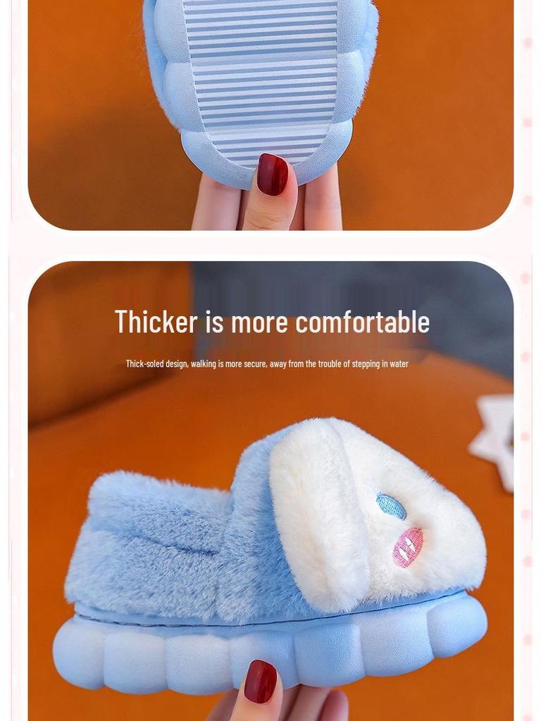 New Autumn/Winter Cartoon Kids' Cotton Slippers - Adorable Non-Slip Parent-Child Home Shoes