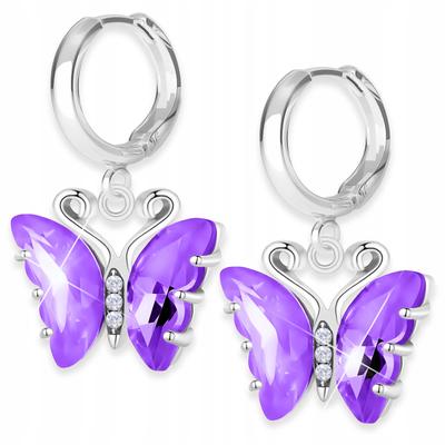 Silver Earrings with Butterflies Purple Wings Butterflies Silver 925
