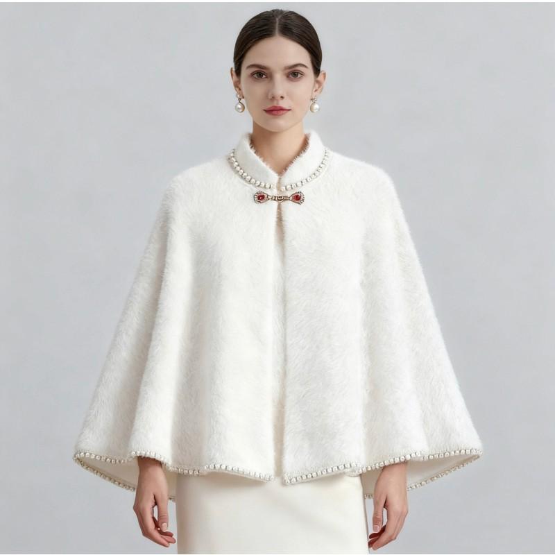 Womens Elegant Knitted Cape With Beaded
