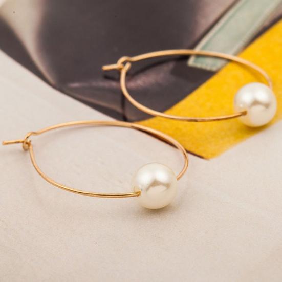 Fashion Women Faux Pearl Charm Huggie Hoop Earrings Party Jewelry Birthday Gift