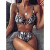 European and American Sexy Swimsuit Women's Split Leopard Print Bikini Set