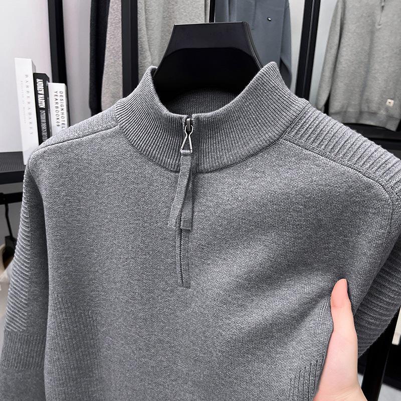 

Men s High-Quality Lyocell Knit Half-Collar Zipper Sweater - Autumn/Winter 2025 Warm Thick Base Layer. L сірий колір