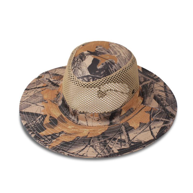 Updated Tactical Camouflage Male Bucket Hat Breathable Mesh 9cm Brim Sun Hat Male Foldable Outdoor Jungle Hunt Camping Angling  Practical Use